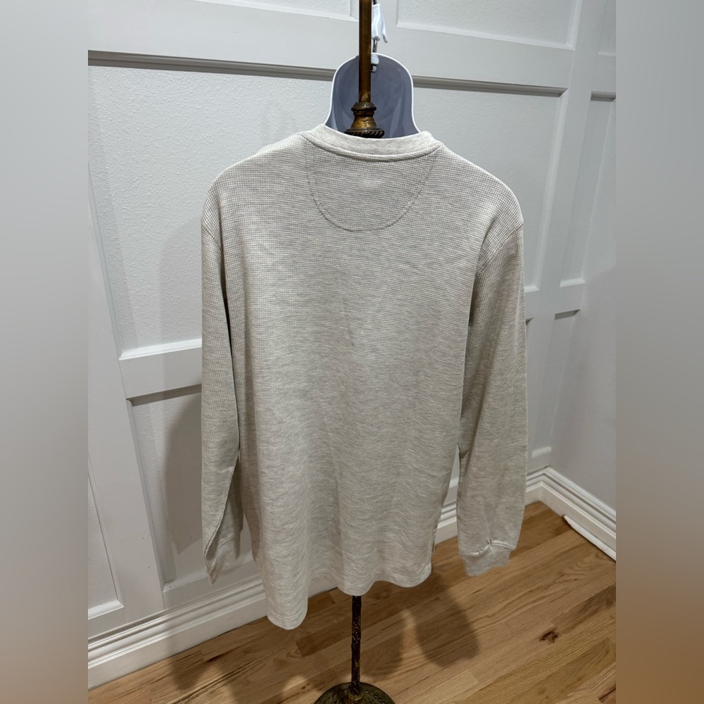 NWT‎ Stanley Men PullOver Oatmeal Shirt Sz M 1/4 Button Henley Long Sleeve - Picture 2 of 8